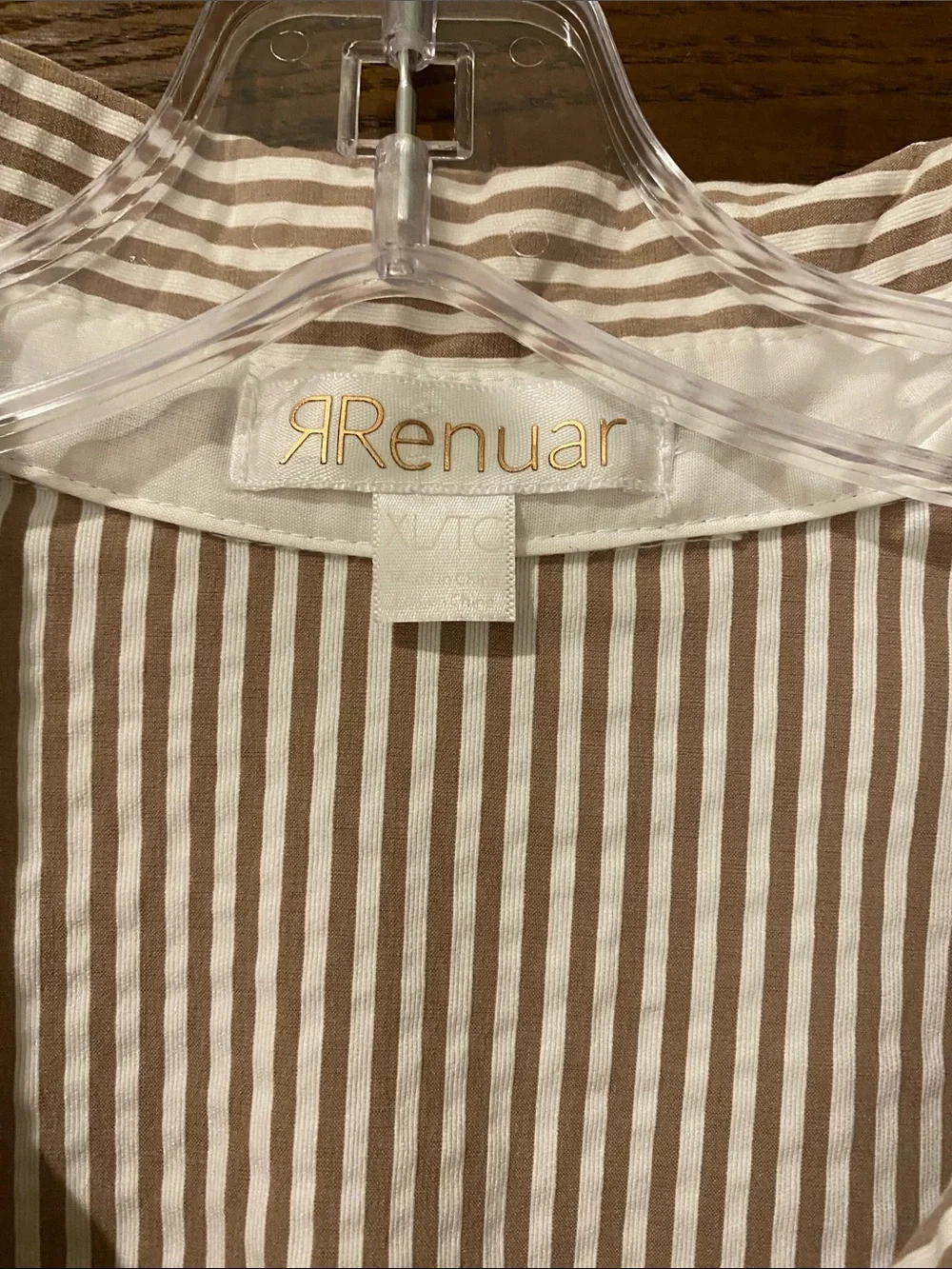 Renuar Cream and White Striped Dress